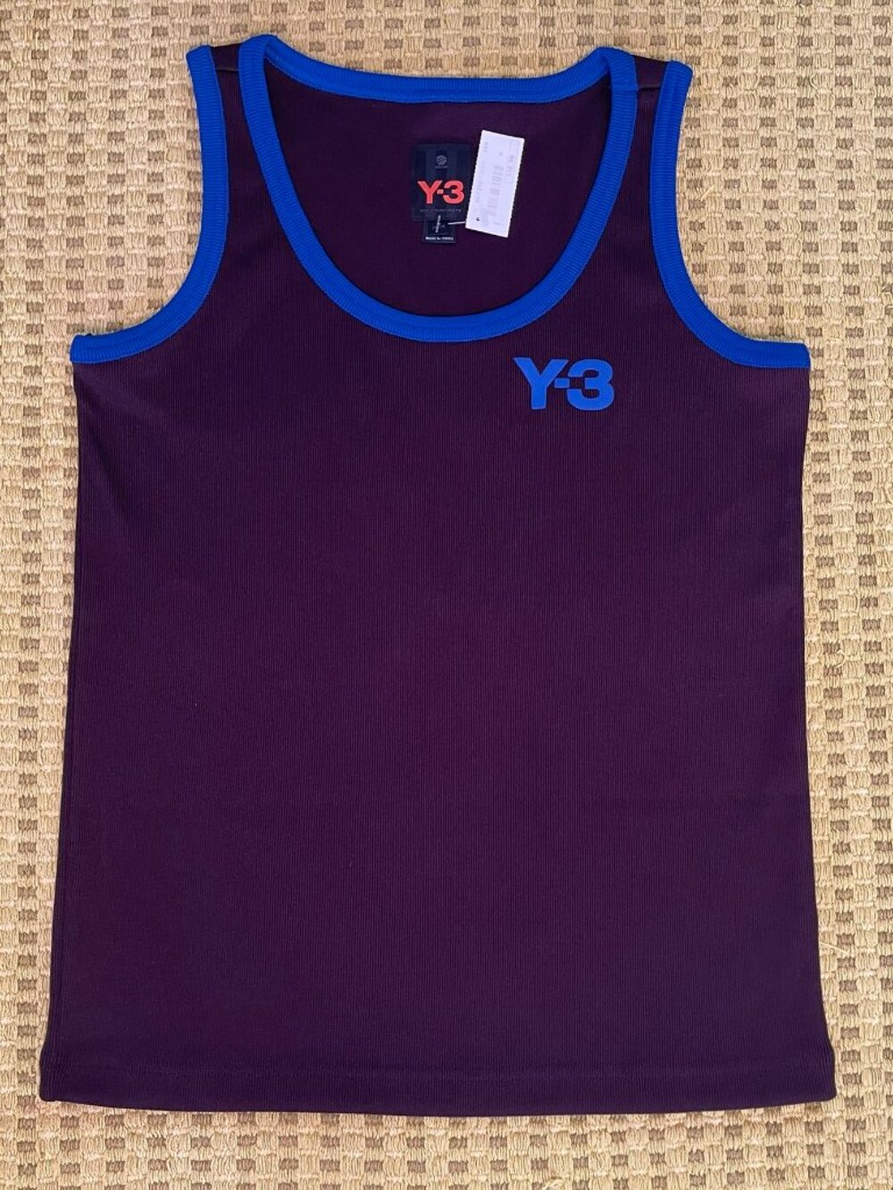 Y-3 Yohji Yamamoto Adidas Ribbed Tank Top Women Plum Purple Blue, Size M, NWT